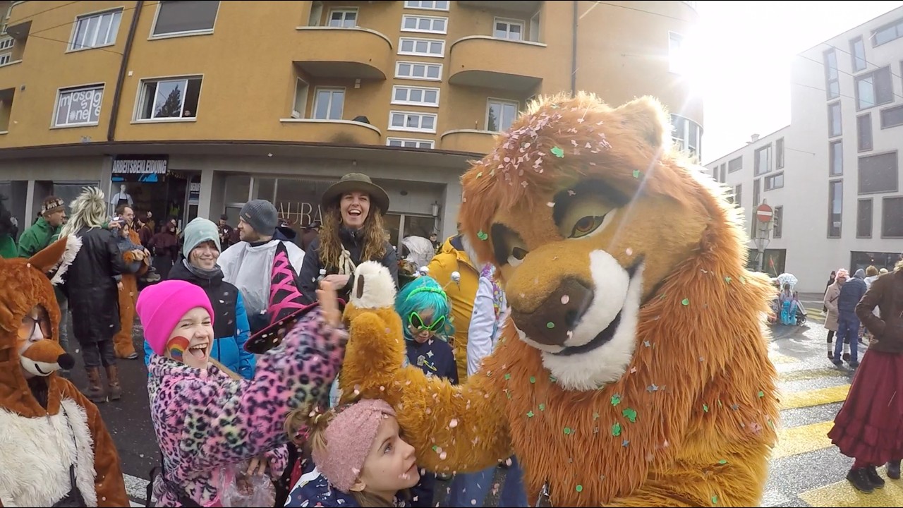 Mufasa The Lion King Fursuit Cosplay Goes to 2026 Carnival Parade in Kriens, Lucerne, Switzerland
