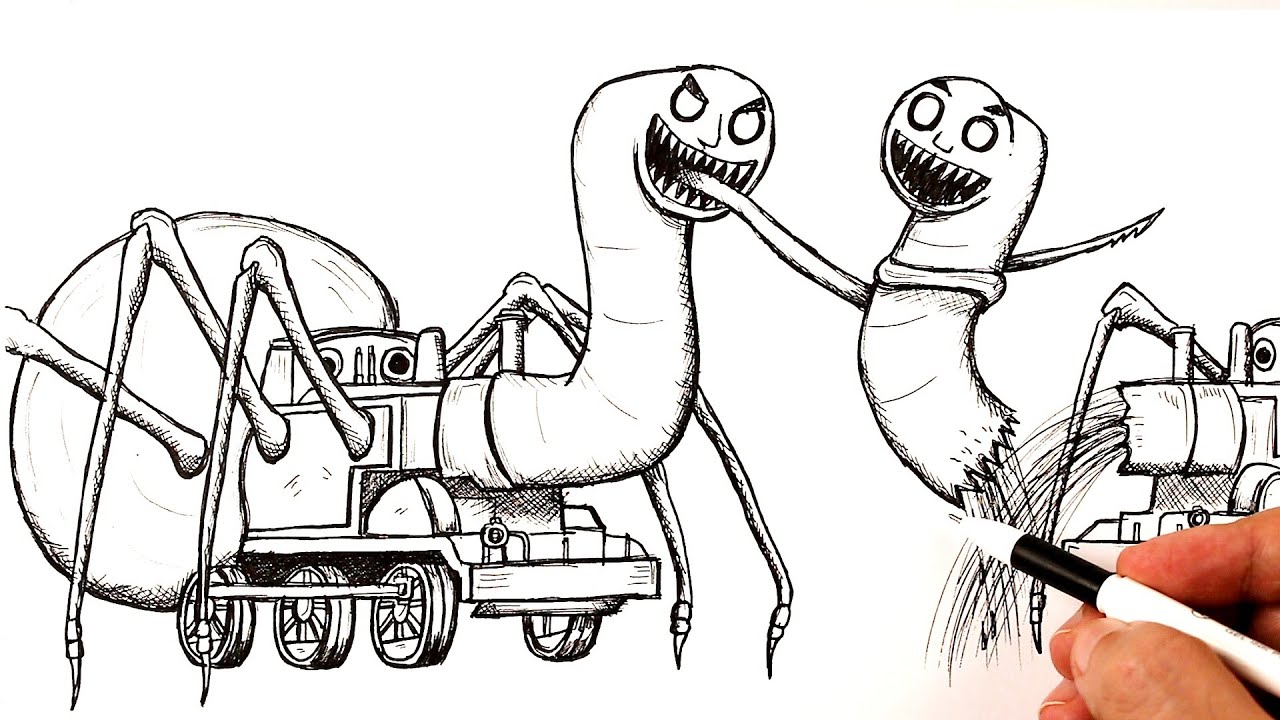 How to draw a Thomas the train exe attacking Thomas Exe