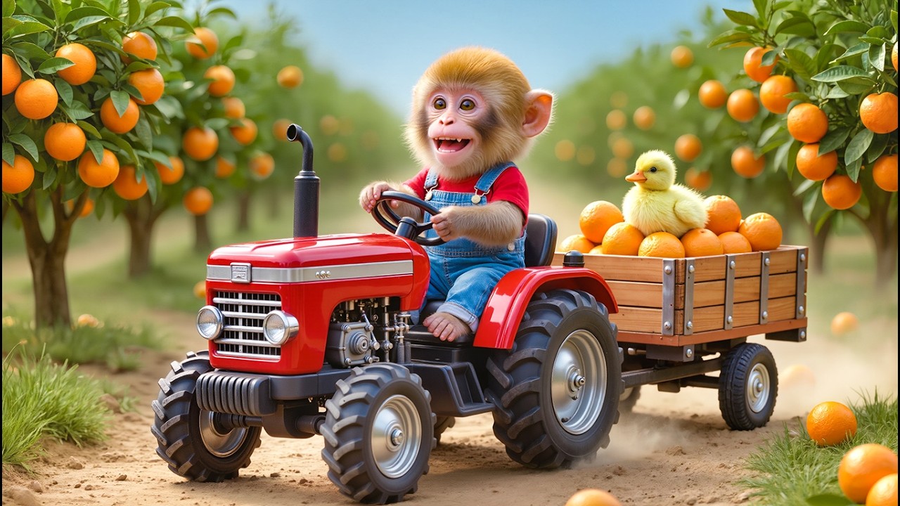 🐒🚜💜 Monkey NaNa’s Magical Orange Harvest Turns Into a Duck Rescue Mission! 🦆😱 – NANA MONKEY LIFE