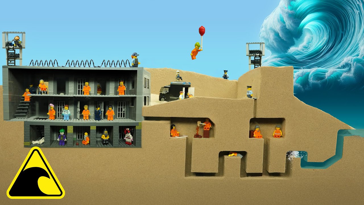 Maximum Security Prison Flood - Insane Asylum Tsunami - Lego Dam Breach Experiment