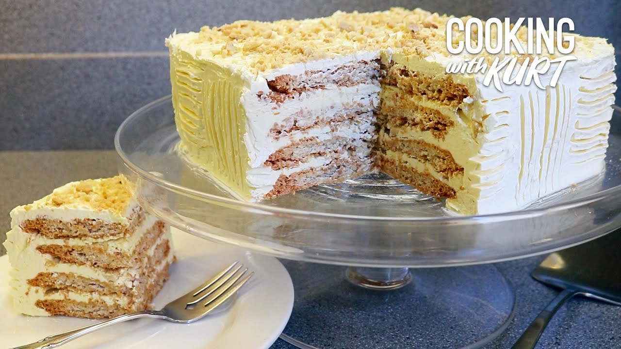 Red Ribbon Sans Rival Cake: Layers of Meringue/Cashews/Buttercream (Gluten-Free) | Cooking with Kurt