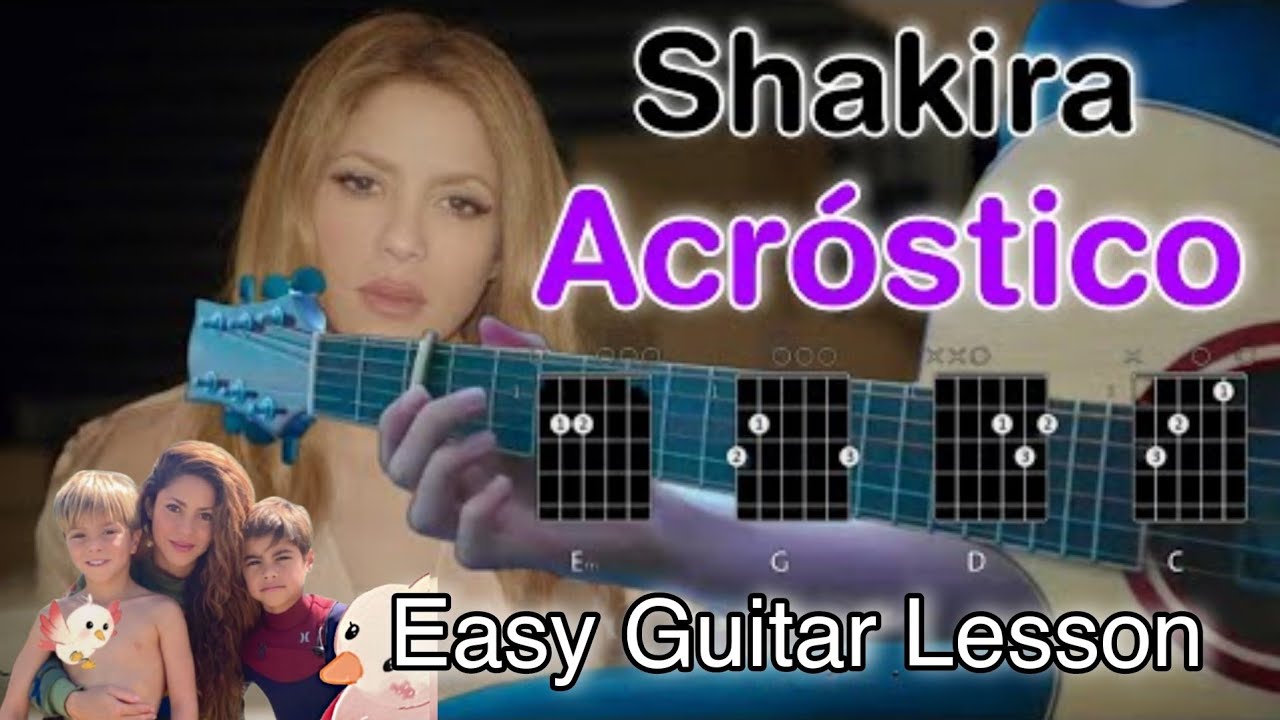 Shakira - | Acróstico | Guitar Tutorial Easy Chords Guitar Lesson