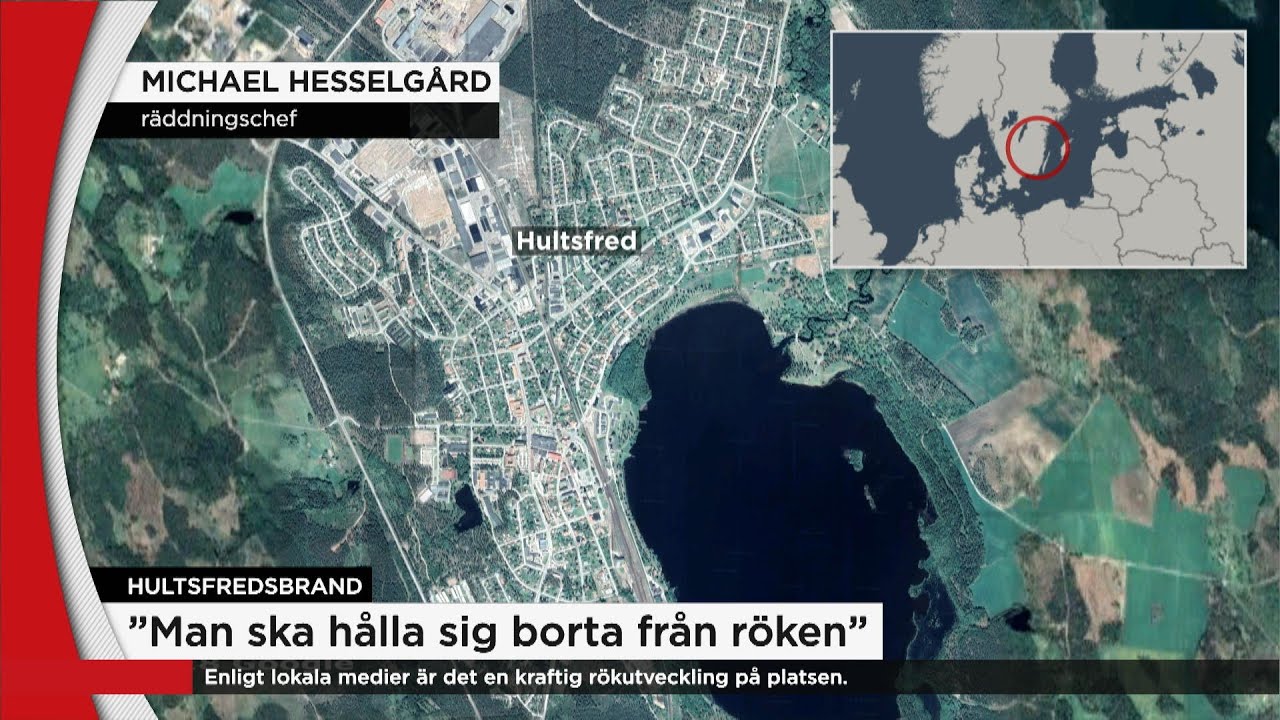 Brand i Hultsfred - allmänheten uppmanas hålla sig inne - Nyheterna (TV4)