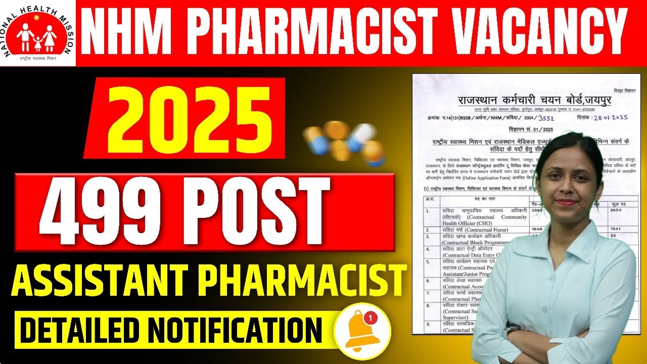 NHM Pharmacist Vacancy  2025 | Total 499+ Post | NHM Notification 2025 | NHM New Vacancy  2025