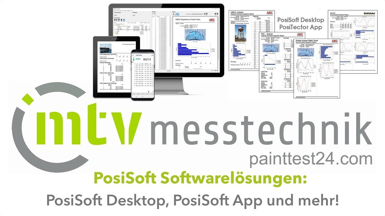 Wir stellen vor: DeFelsko PosiSoft Software für PosiTector + PosiTest: PC, MacOS, Android & iOS-App