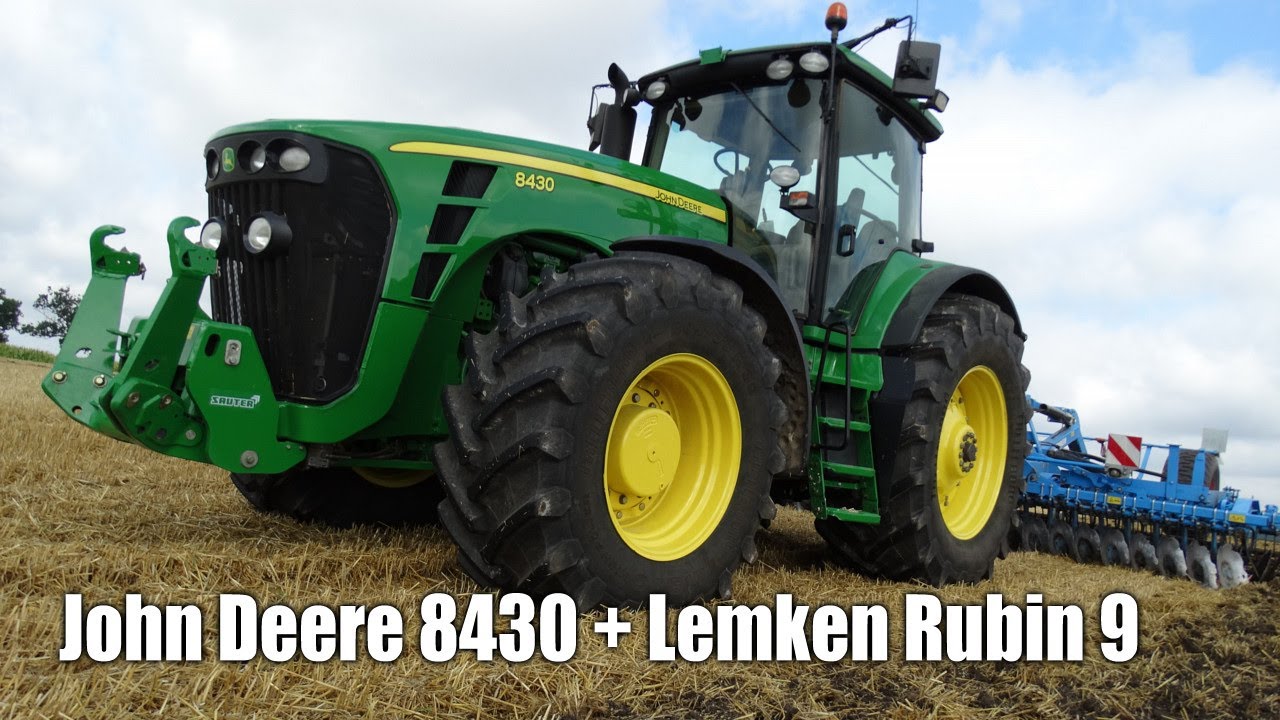 John Deere 8430 i Lemken Rubin 9 w uprawie pożniwnej