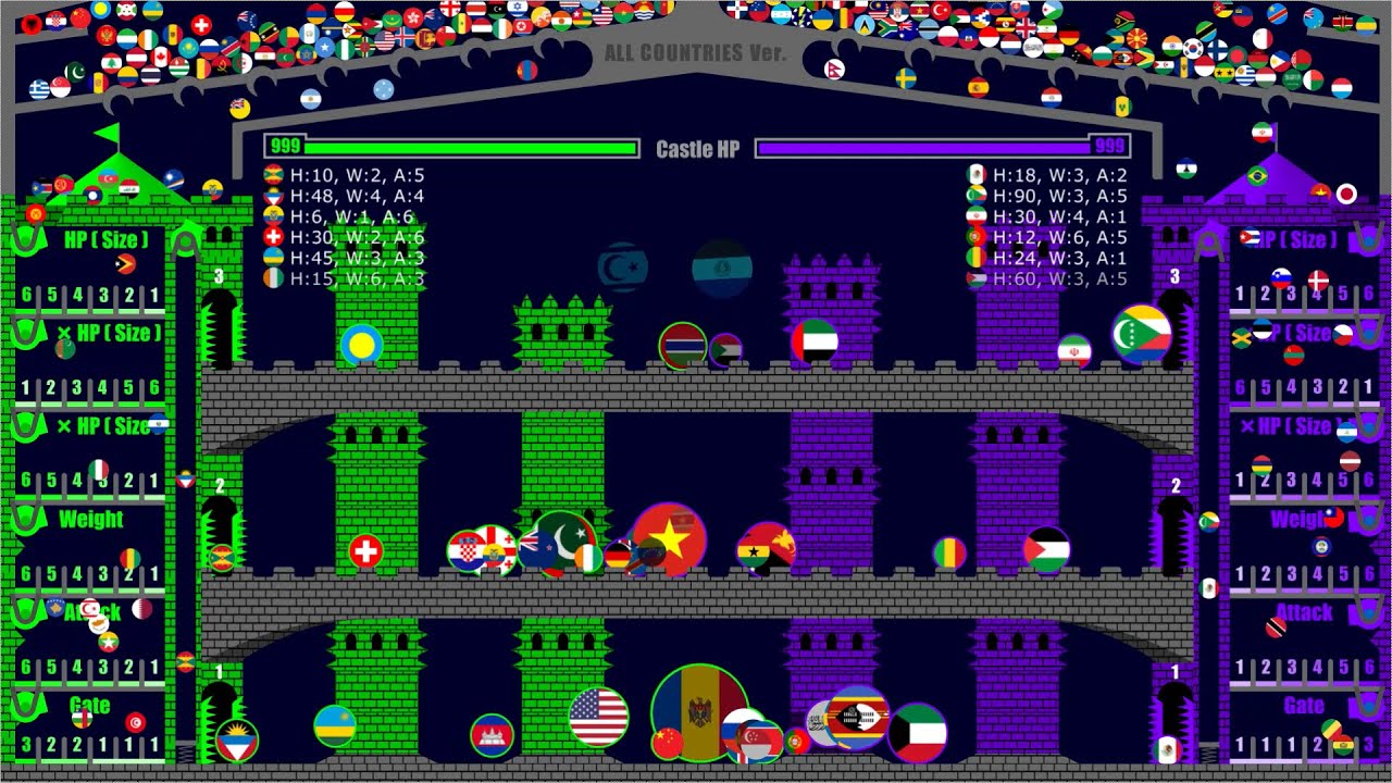 Castle Invasion [All Countries Version] - Country Marble Race - Algodoo