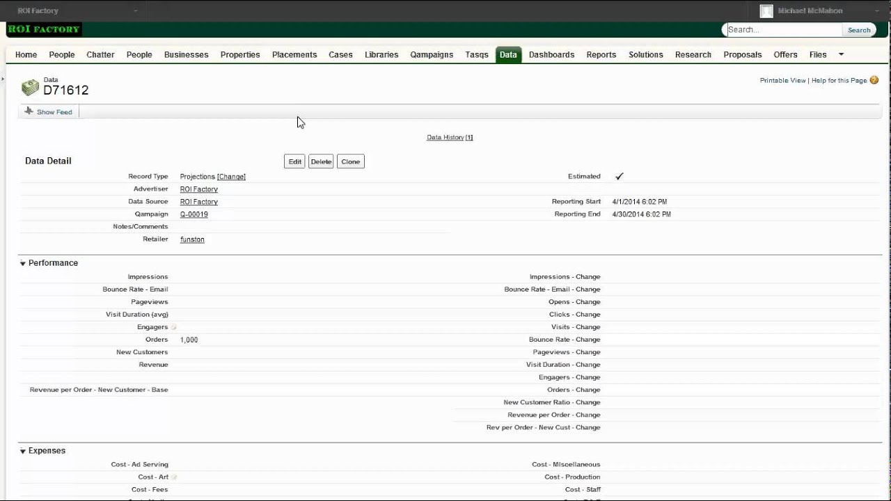 How to Create a Retail Sales Projection Report in the ROI Factory Marketing Platform