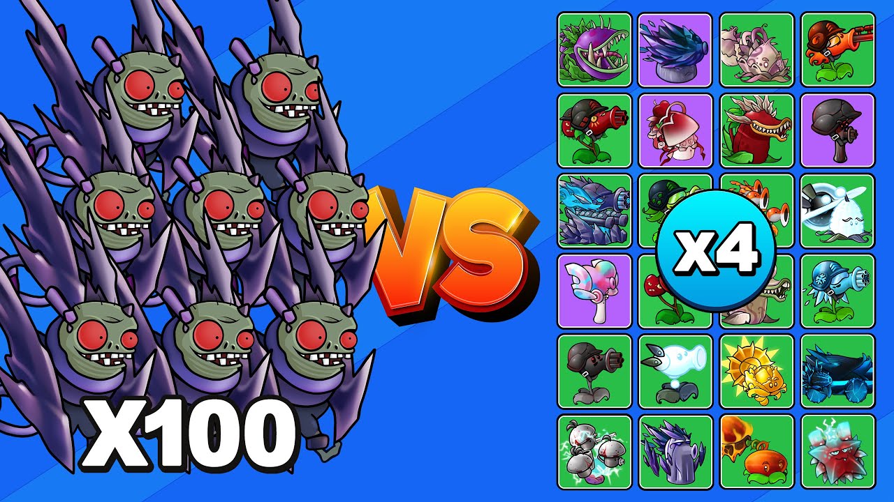 100 ZOMBIDITOS DE OBSIDIANA vs TODAS LAS PLANTAS X4 | PvZ Fusion