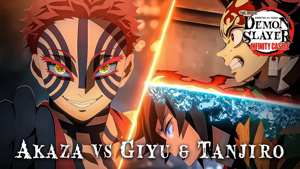 Akaza vs Giyu & Tanjiro 