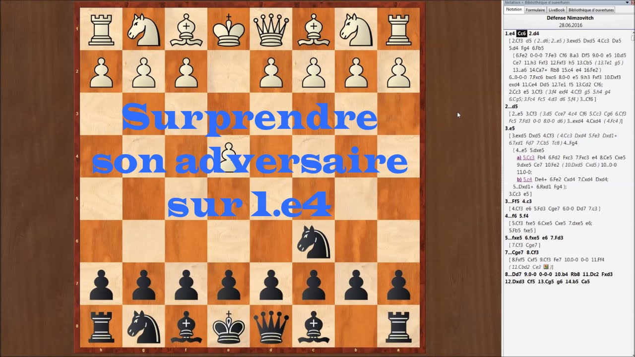 La D&eacute;fense Nimzovitch aux &eacute;checs