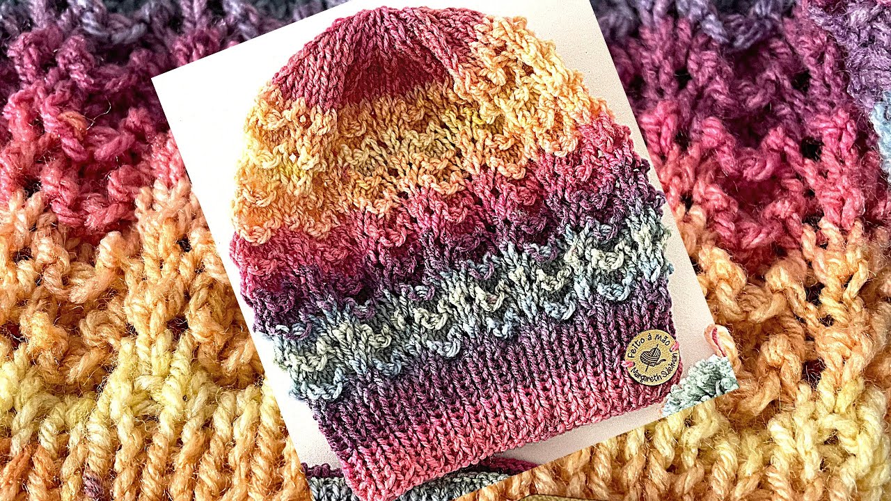 GORRO INFANTIL EM TRICÔ BATIK - Ponto Conchinha
