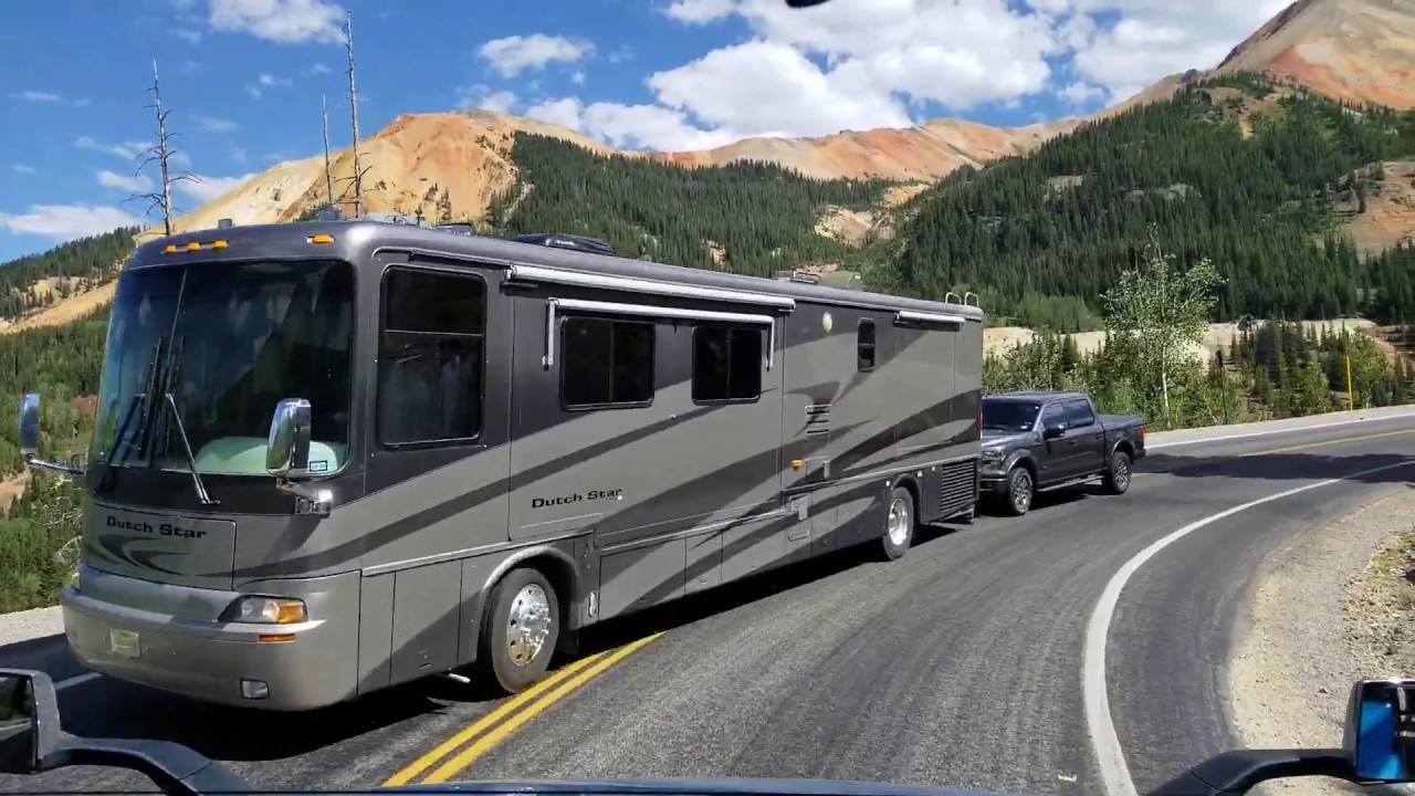 Semi Truck Taking the Switchbacks of Red Mtn Pass to Silverton, CO.. A Million Dollar Hwy on SR 550!