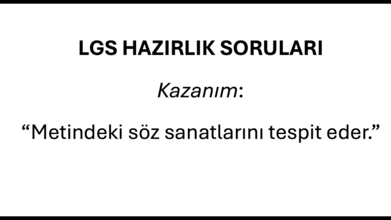 LGS Söz Sanatları Soruları