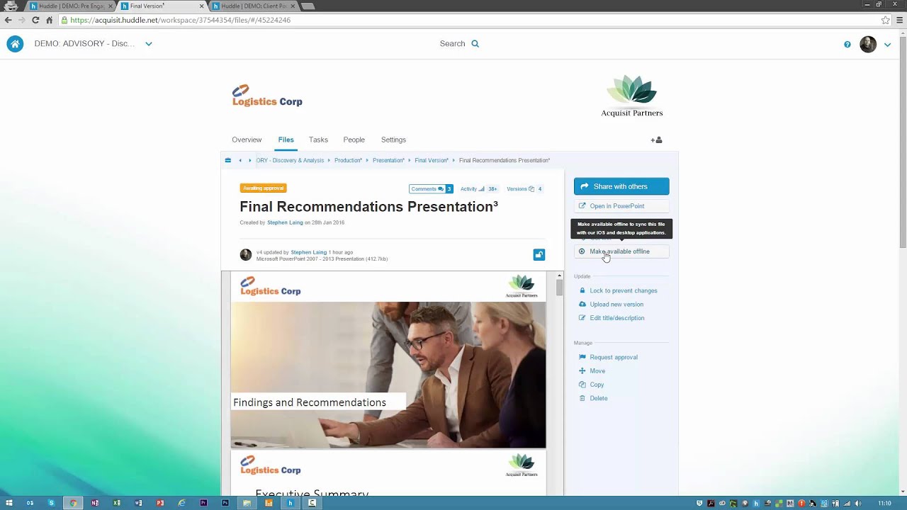 Huddle for Management Consulting Walkthrough