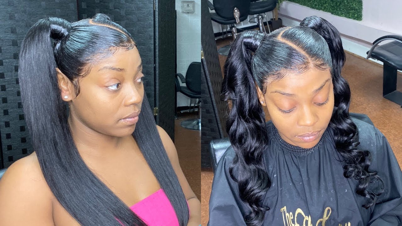 Beginner Friendly! |Two ponytails with frontal, curly and straight|