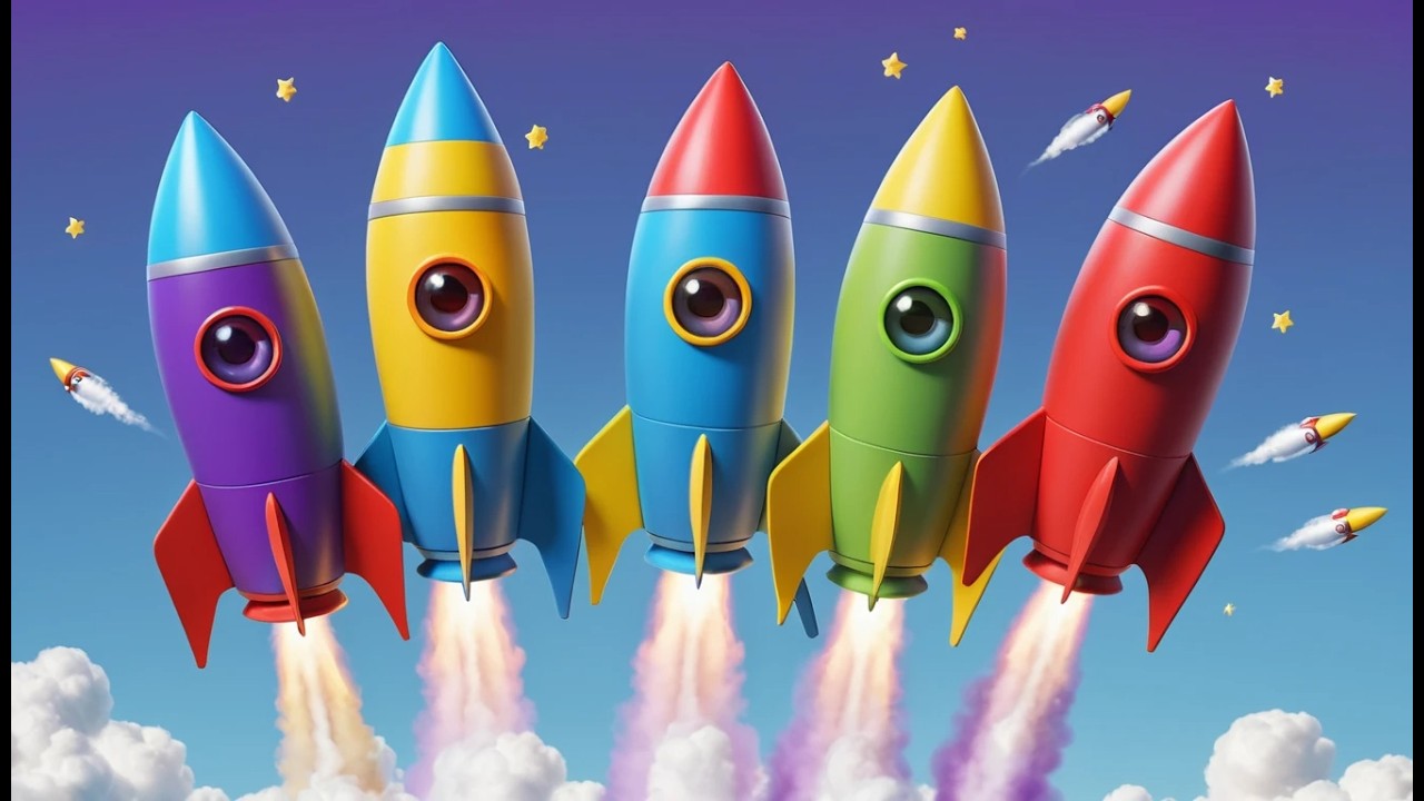 Fünf kleine Raketen fliegen ins Weltall | Weltraumlied & Planeten für Kinder