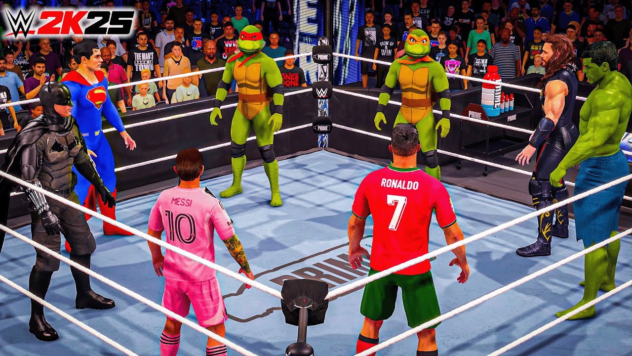 Football vs Justice League vs Avengers vs TMNT | INSANE WWE 2K25 4-Way Tag Match