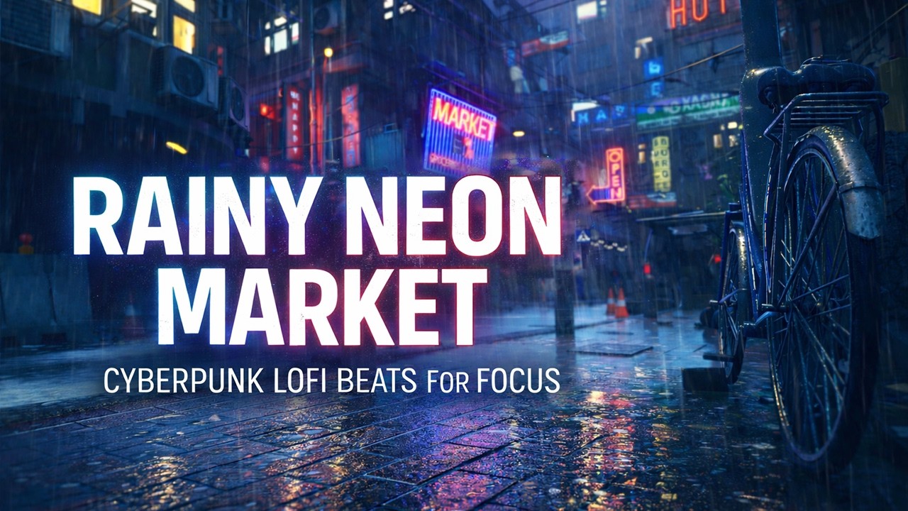 Rainy Neon Market 🌧️ Cyberpunk LoFi for Deep Focus & Study