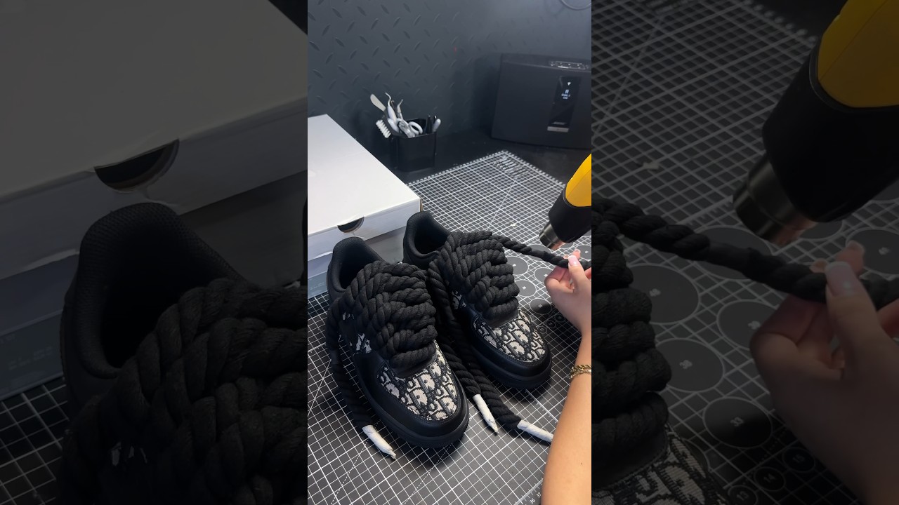 BLACK DIOR X ROPE LACES&hellip; What do we think?🤔 #airforce1 #custom #shorts
