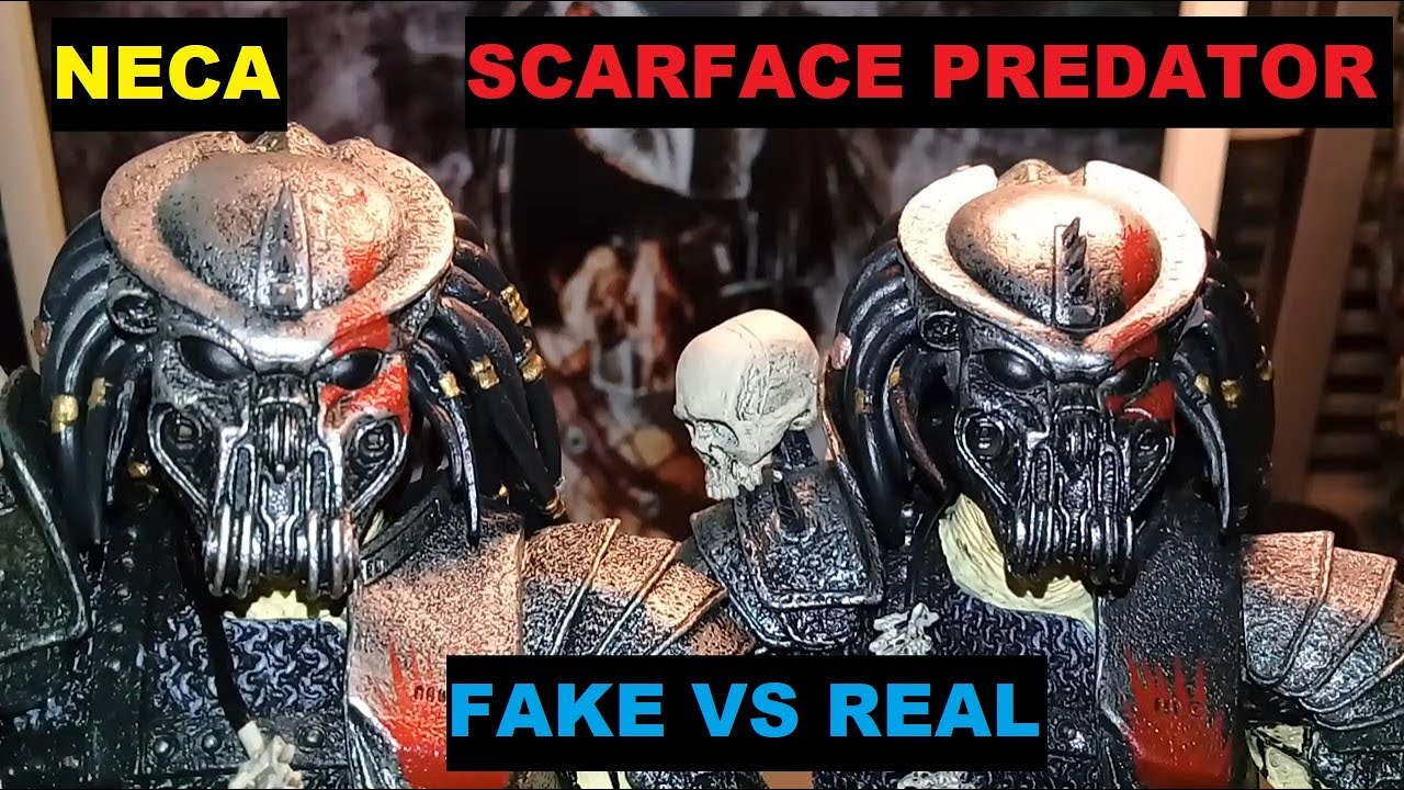 Comparison! 2016 Neca Ultimate Scarface Predator from Concrete Jungle Game (Original vs Fake).