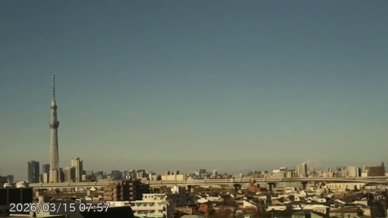 スカイツリーが見えるライブカメラ 2026/03/15 00:00 ～