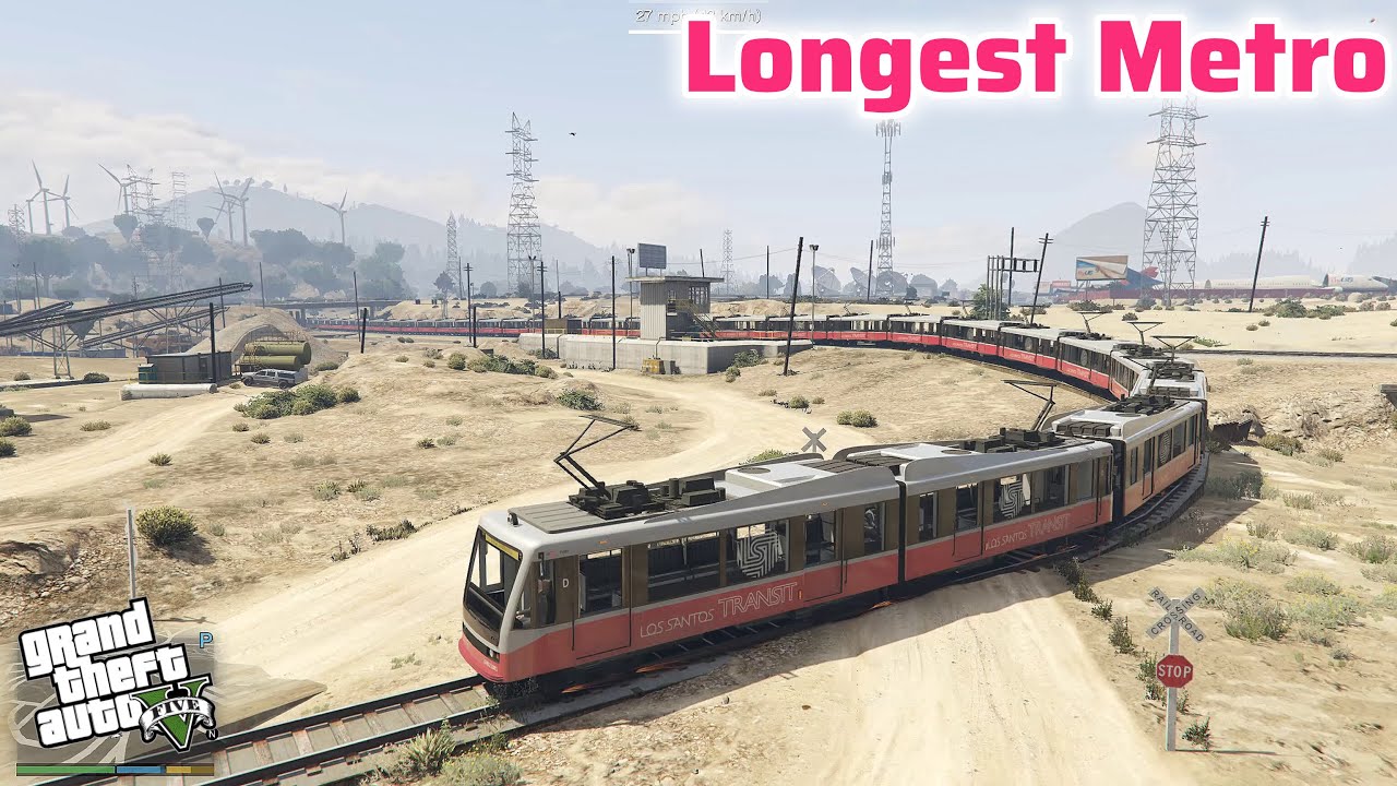 Grand Theft Auto V - Longest Tram with 50+ Coaches runs through San Andreas