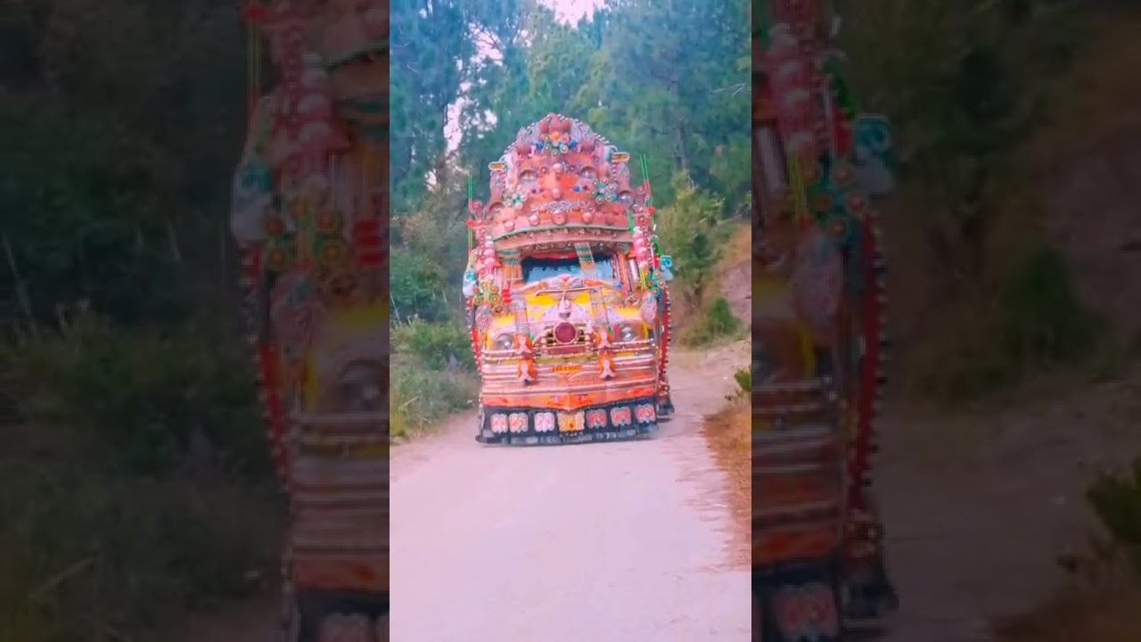 Pakistani Bedford Bus in Red Color, Queen of the mountains ,Come and discover the beauty of Pakistan