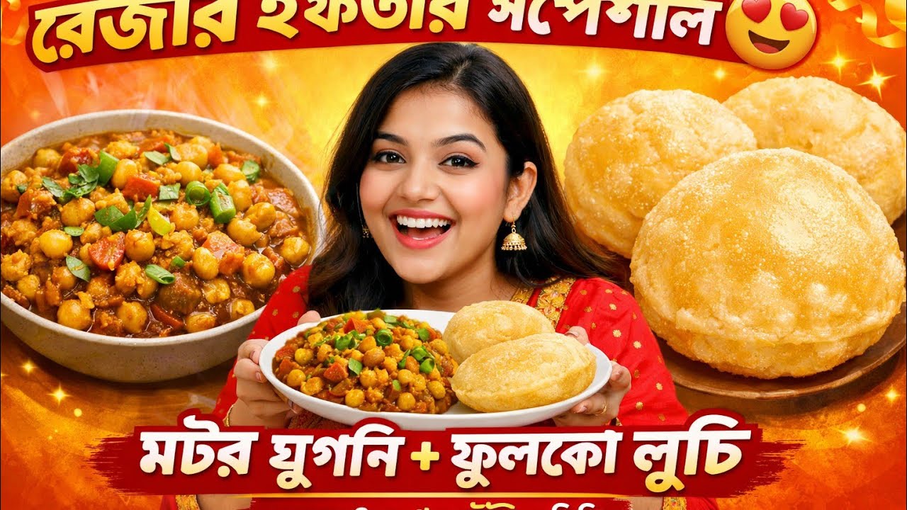 🌙 রোজার ইফতার স্পেশাল 😍 মটর ঘুগনি ও ফুলকো লুচি | সহজ রেসিপি