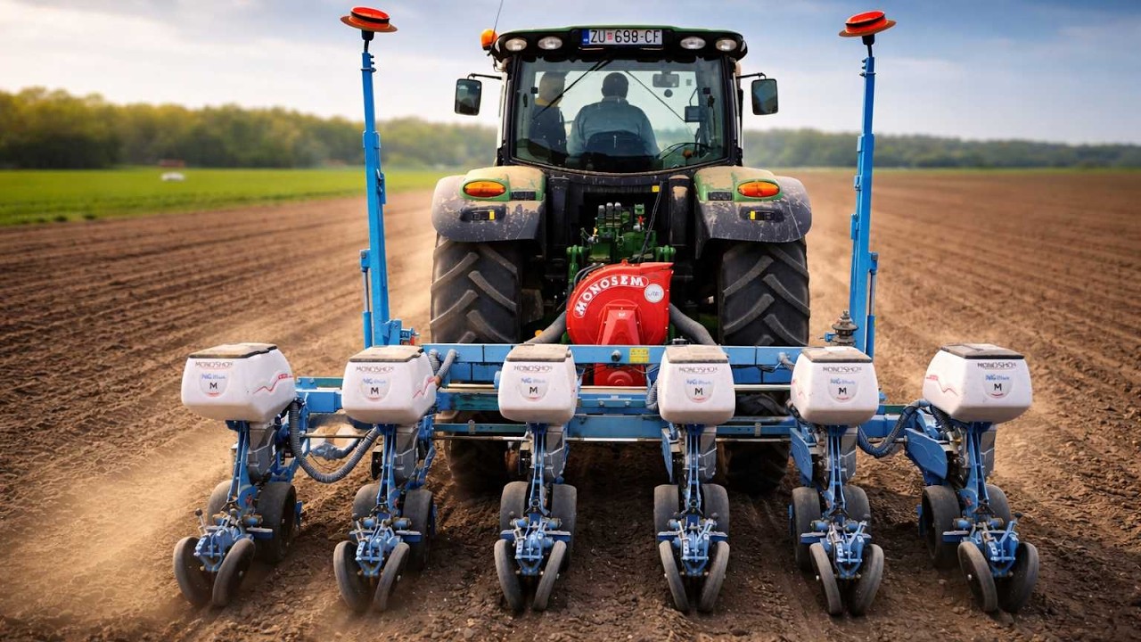 Precision Planting with John Deere 6135R | Monosem NG+M Extendable 6 Row Planter