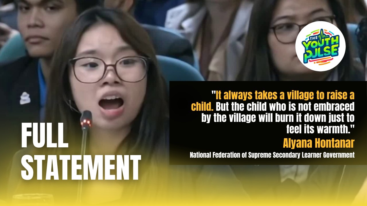 FULL STATEMENT: Alyana Hontanar (NFSSLG Pres.) on the Tacloban School Shooting | Senate Hearing 2026