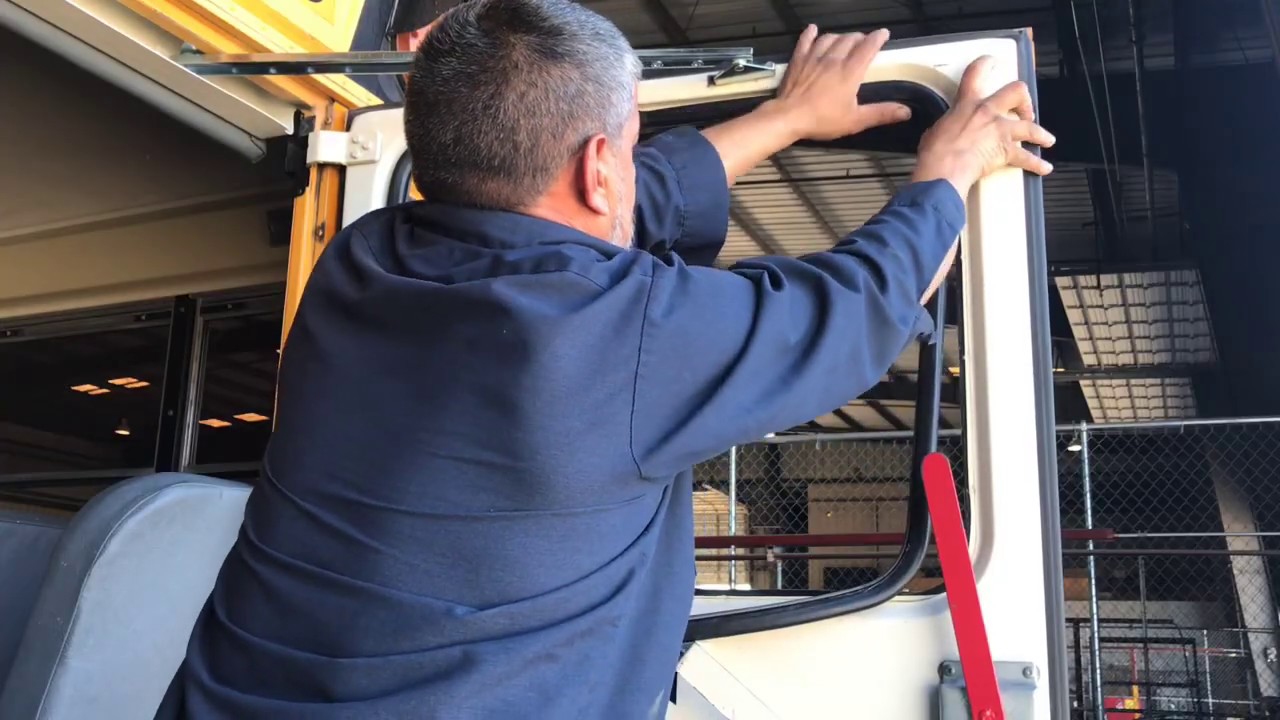 CE school bus rear exit door