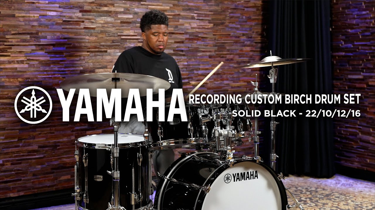Yamaha Recording Custom Birch Drum Set 22/10/12/16 - Solid Black (RC2JF40JSOB)