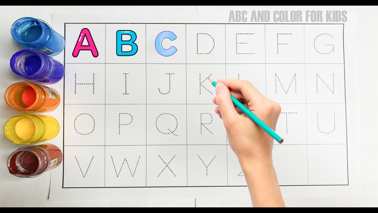 Alphabet.ABC song.abcd.A to Z.kids rhymes.collection for writing along dotted lines for todder