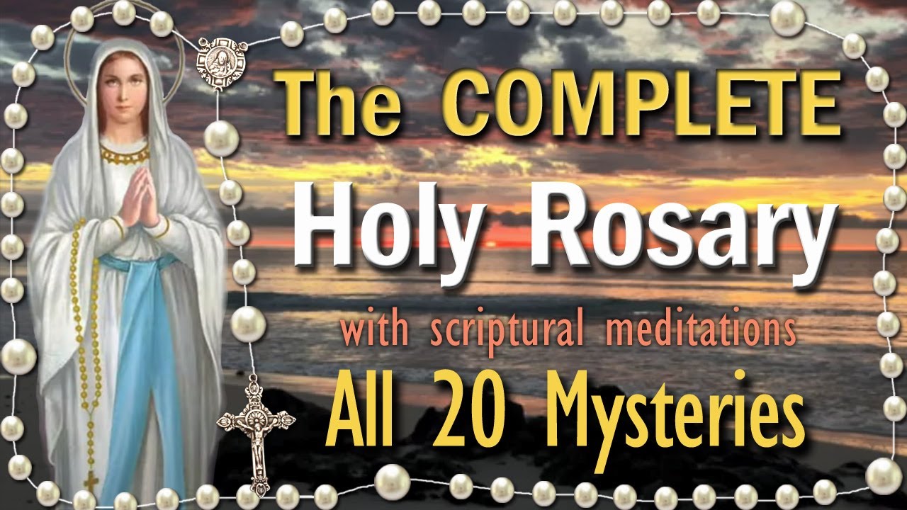 The Holy Rosary, All 20 Mysteries, Sunrise On the Beach, COMPLETE Relaxing Scenic video, Virtual