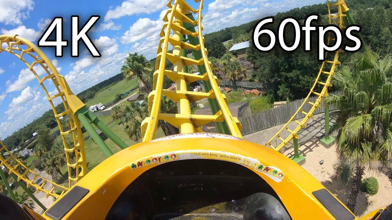 Boomerang front seat on-ride 4K POV @60fps Wild Adventures