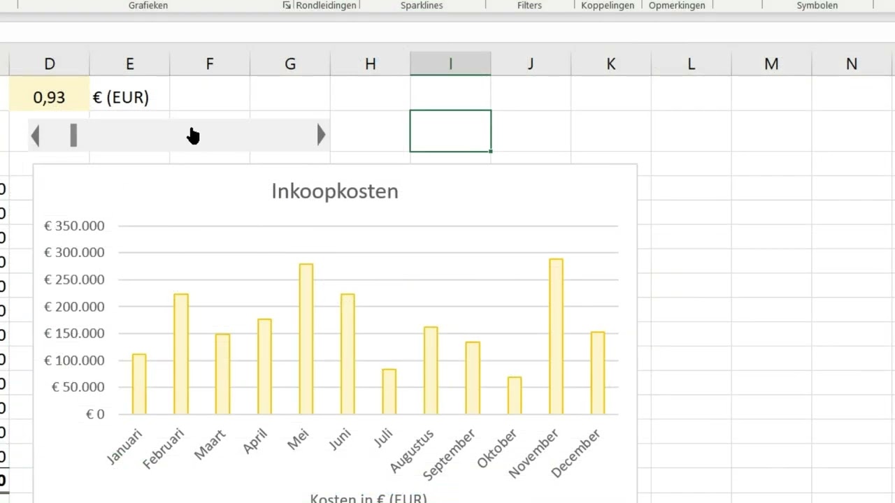 De schuifbalk gebruiken in Excel