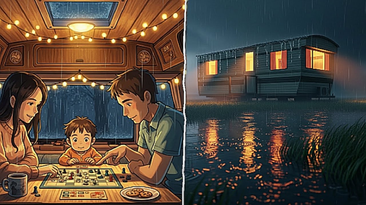 Cozy Rain & Thunder in a Tiny Mobile Home 🌧️ | Ghibli-Style ASMR Sleep Video”