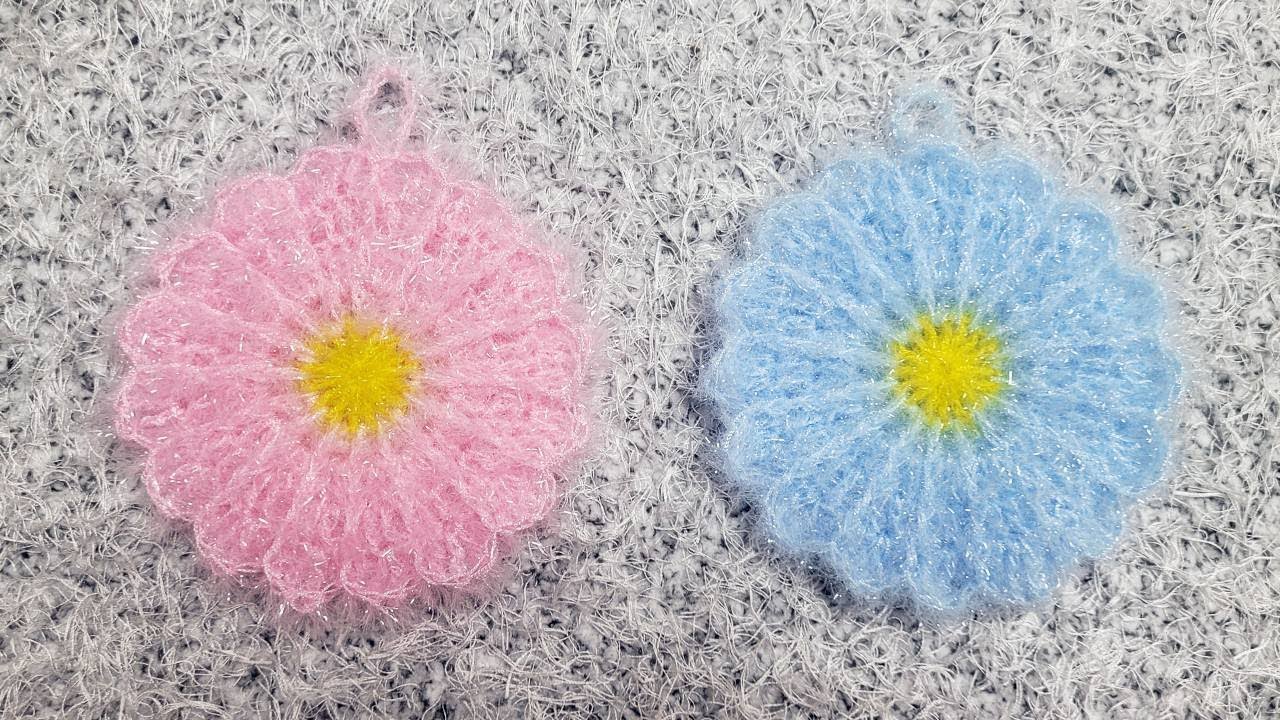 수세미뜨기 / 예쁜 꽃 수세미 / 코바늘 / Crochet dish scrubber [Eng sub]