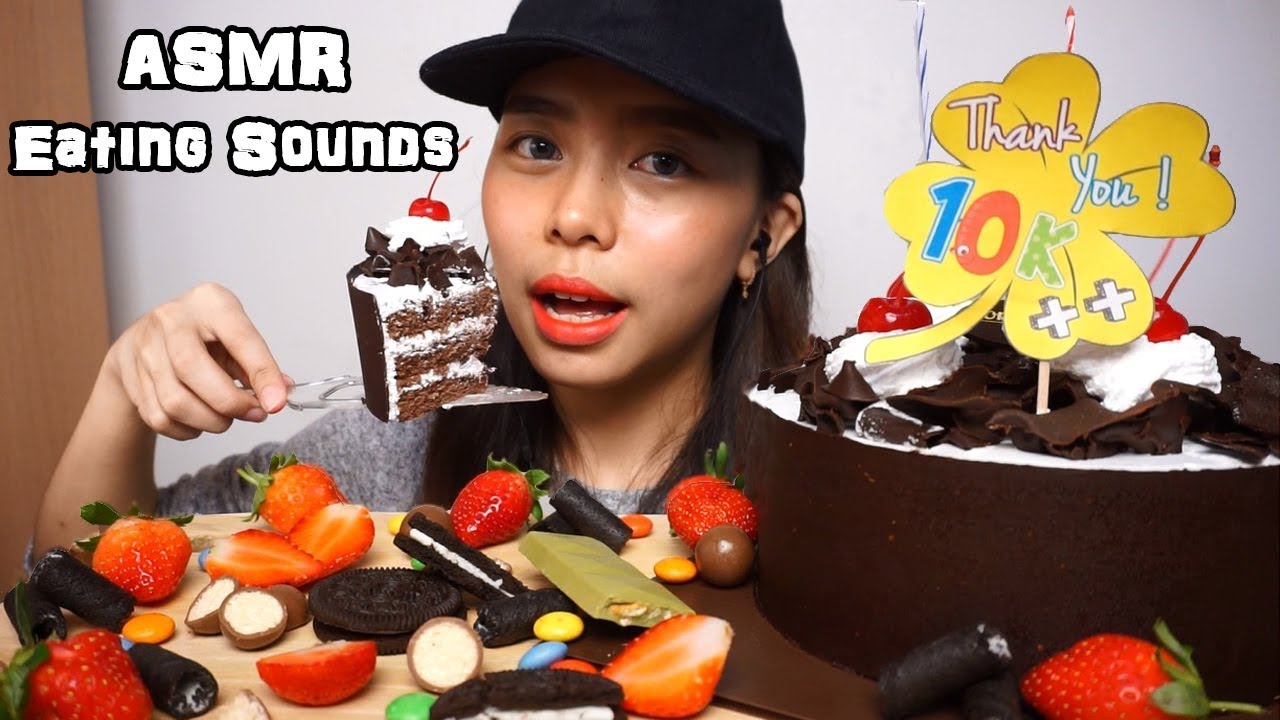 ASMR Black Forest Cake & Assorted Treats | Crunchy & Soft Eating Sounds | No Talking