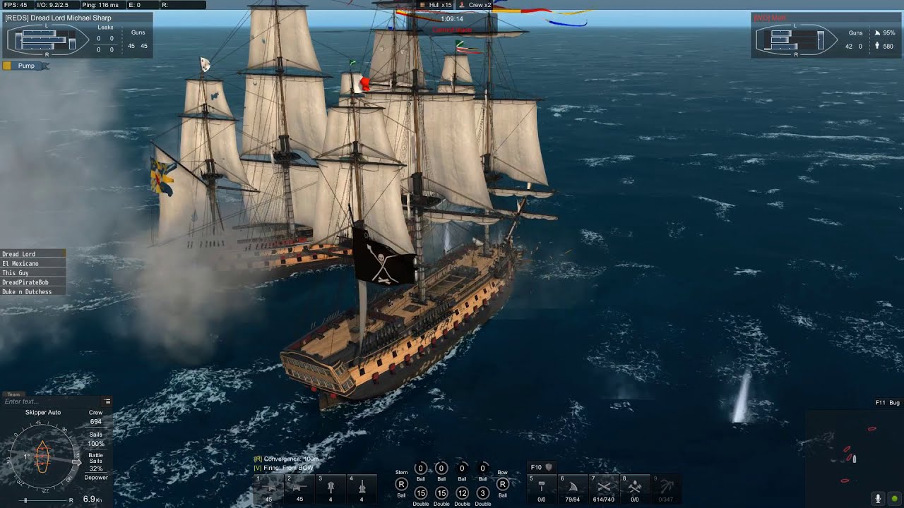 Naval Action PvP Engagement at New Smyrna REDSvWO | HMS Implacable Gameplay