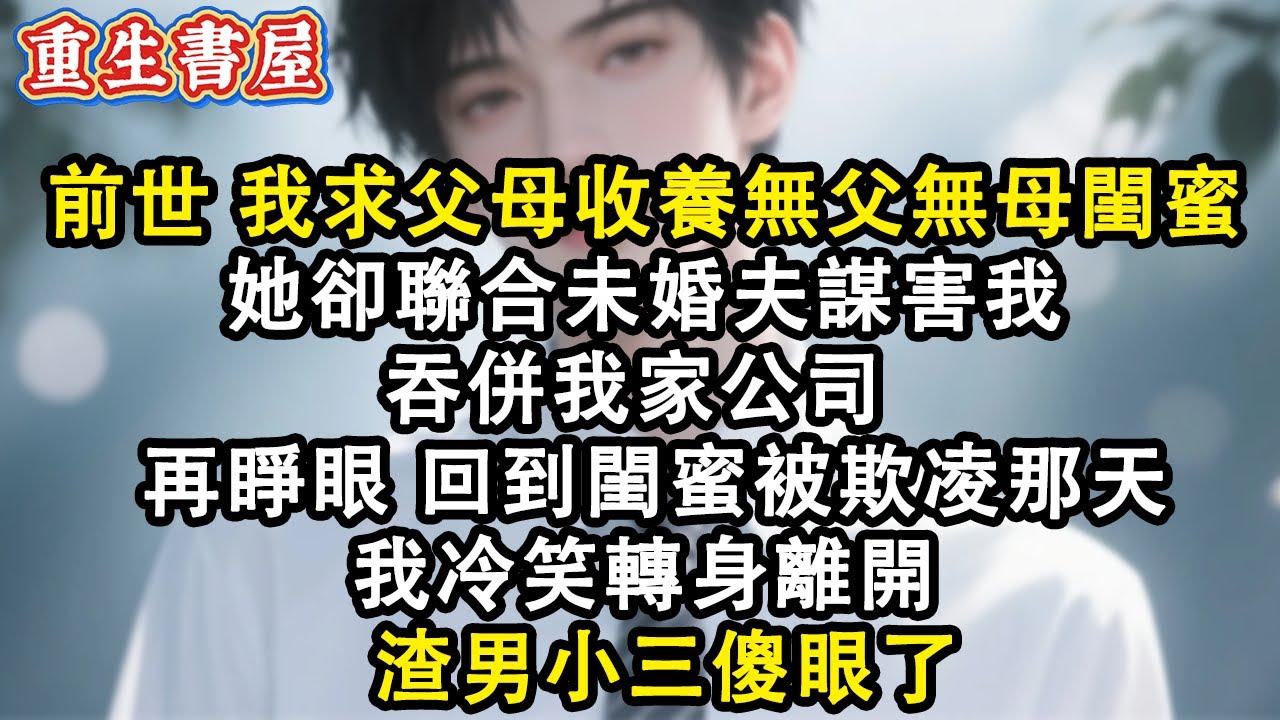 【重生爽文】前世 我求父母收養無父無母閨蜜 她卻聯合未婚夫謀害我 吞併我家公司 再睜眼 回到閨蜜被欺凌那天 我冷笑轉身離開 渣男小三傻眼了#小說 #重生故事 #爽文