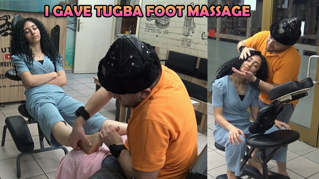 I GAVE TUGBA FOOT MASSAGE & FOOT-NECK-BACK CRACK & asmr female leg, arm, palm massage #asmrmassage