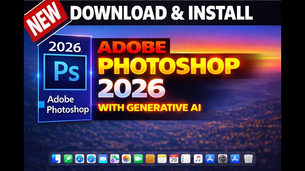 Как скачать и установить Adobe Photoshop 2026 с генеративным ИИ | MacBook