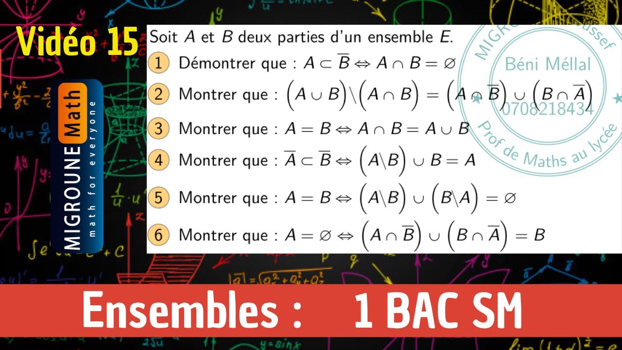 Ensembles — Exercice— Généralités sur les ensembles — 1 BAC SM