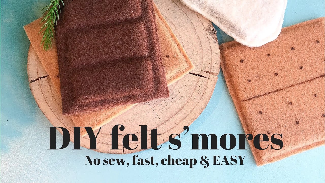 DIY Felt S’mores with cardboard & hot glue - no sewing, fast, cheap, EASY! Play food tutorial