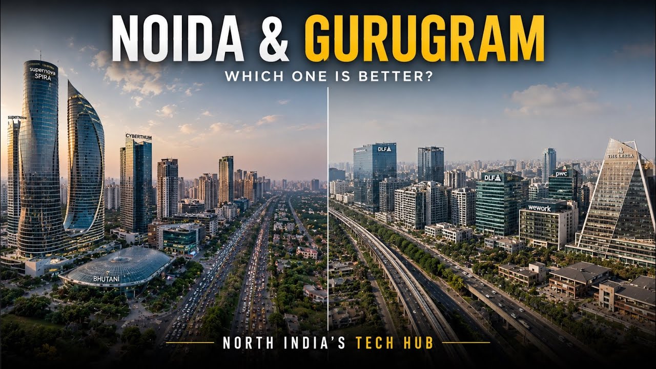 Noida vs Gurgaon Drone View Comparison | India&rsquo;s Fastest Growing Cities | Delhi NCR Skyscrapers View