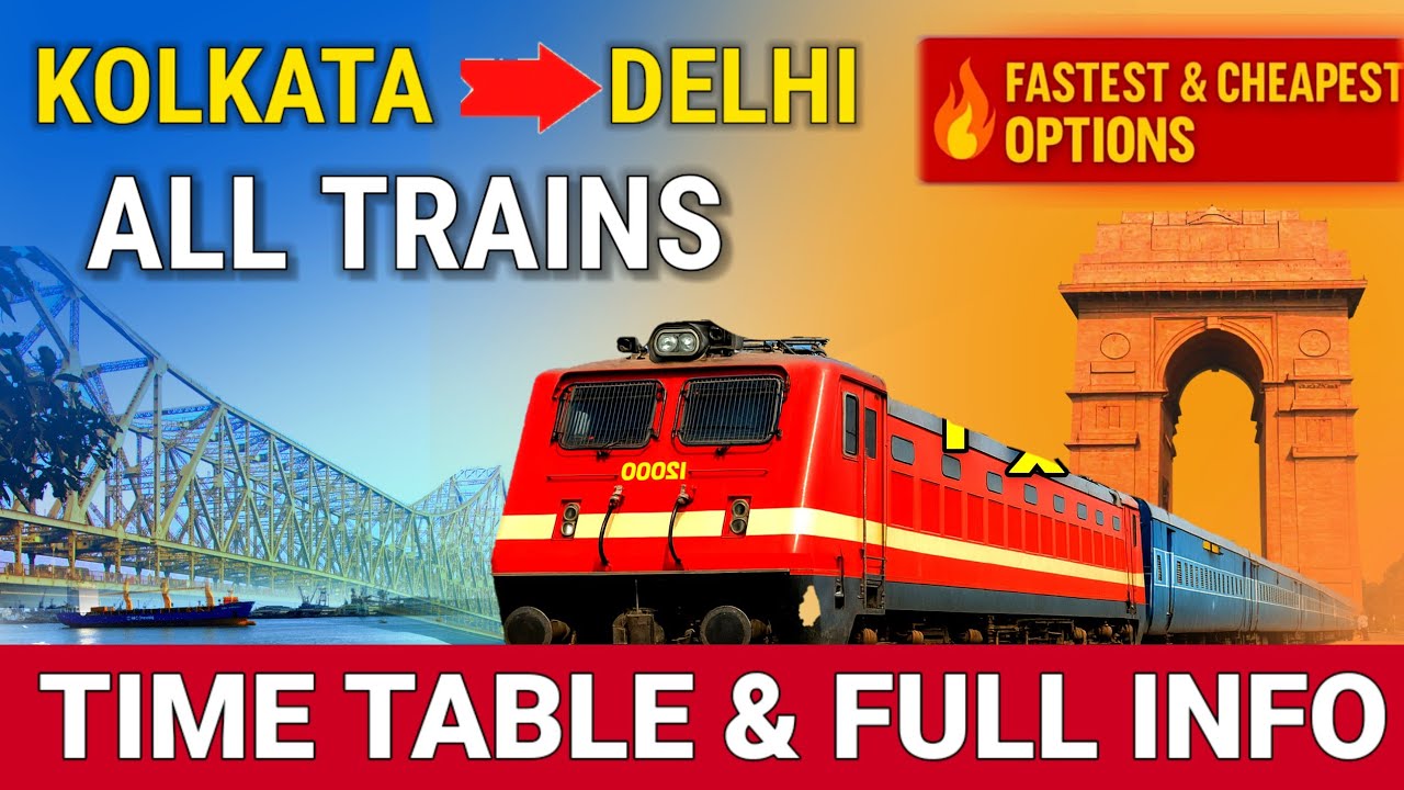 कोलकाता से दिल्ली सभी रेगुलर ट्रेनें 🚆 पूरी जानकारी समय सारणी के साथ | Kolkata to Delhi Trains 2025