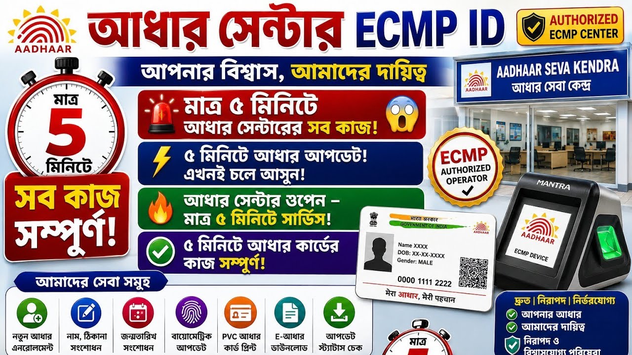 UCL ID 5 মিনিটে How to open aadhar center in west bengal/aadhar center open withouth csc#adhaarcard