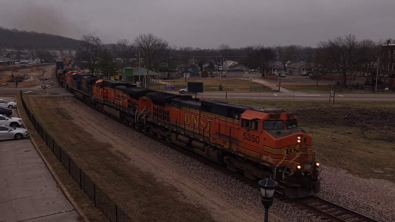 BNSF Freight Train with CSX Locomotive | Bright Graffiti | Cinematic Drone Footage